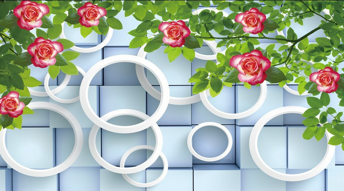 Red Flowers Green Branches Wallpaper AJ Wallpaper