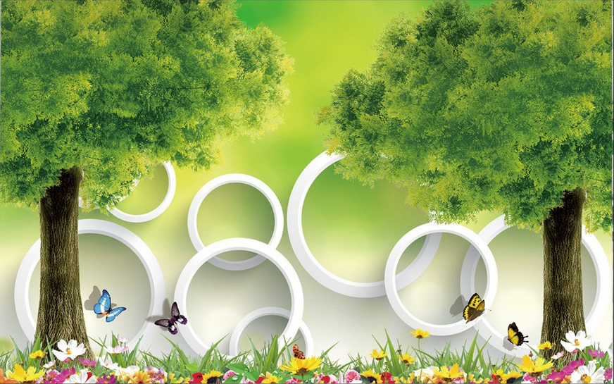 Lush Trees And Circles Wallpaper AJ Wallpaper