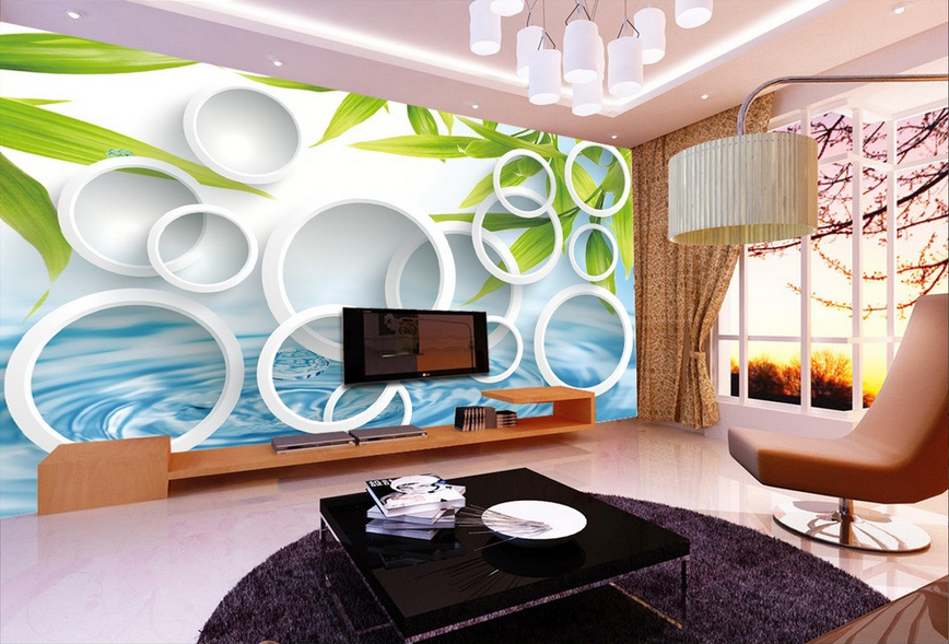 Green Leaves And Circles Wallpaper AJ Wallpaper