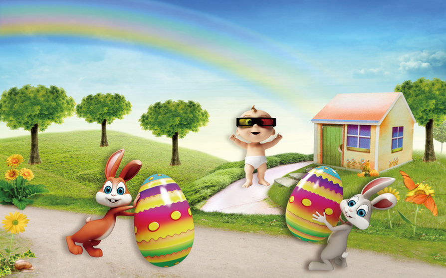 Baby And Rabbits Wallpaper AJ Wallpaper