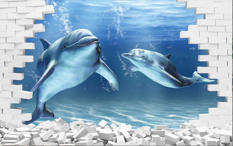 Two Dolphins Wallpaper AJ Wallpaper