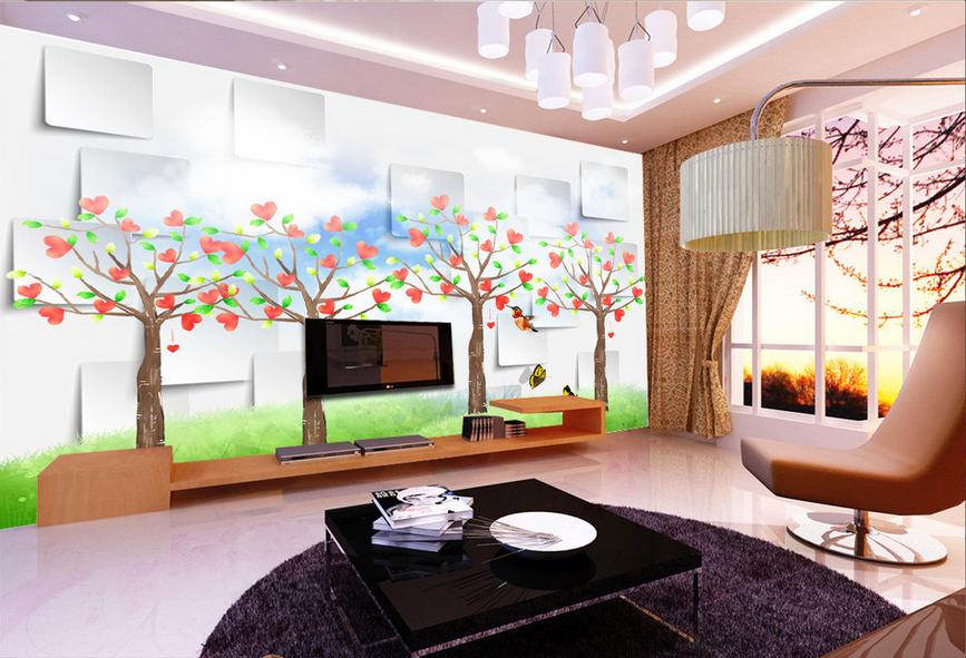 Romantic Heart Trees Wallpaper AJ Wallpaper