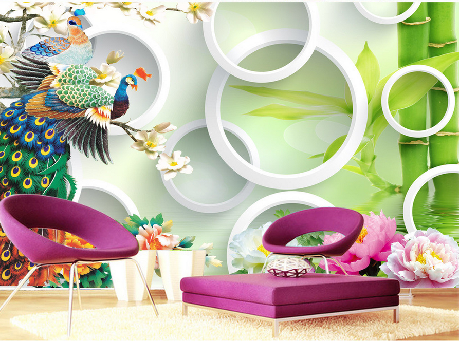 Peacocks And Bamboos Wallpaper AJ Wallpaper