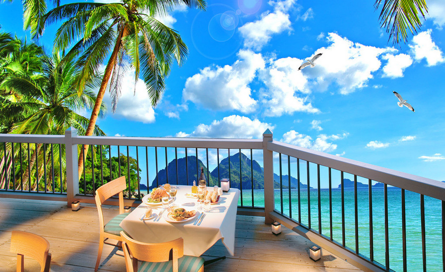 Balcony Vast Sea Wallpaper AJ Wallpaper