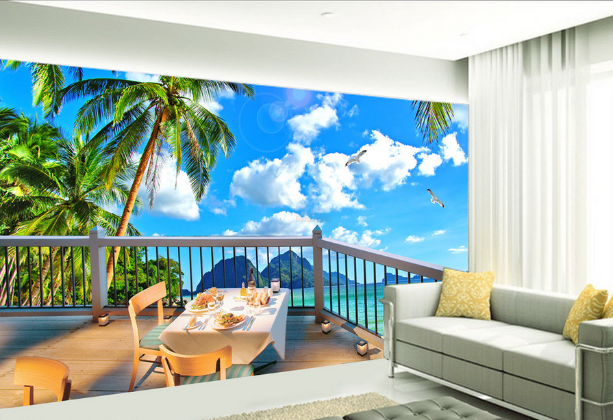 Balcony Vast Sea Wallpaper AJ Wallpaper