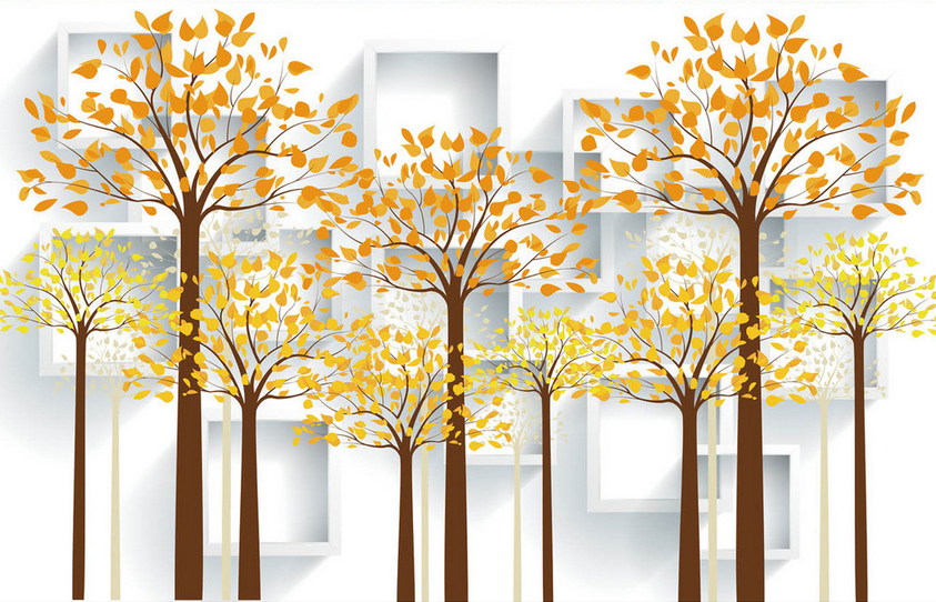 Yellow Trees And Frames Wallpaper AJ Wallpaper