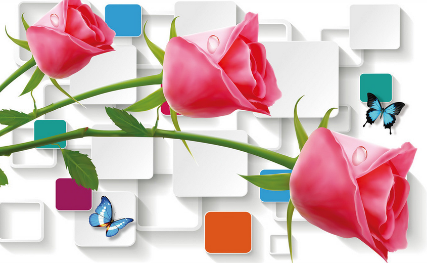 Roses And Squares Wallpaper AJ Wallpaper