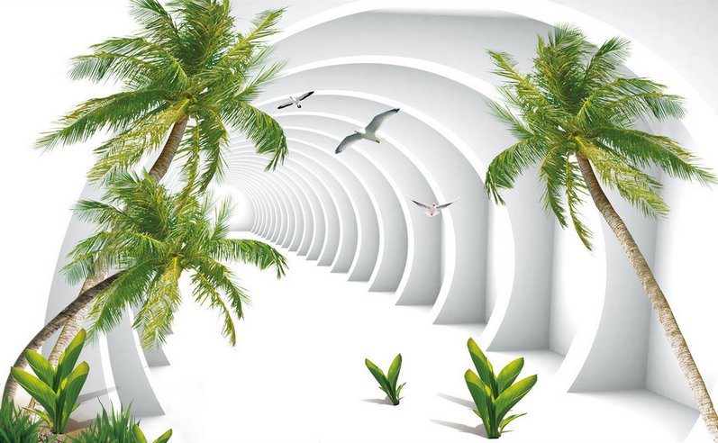 Coconut Trees And Arches Wallpaper AJ Wallpaper