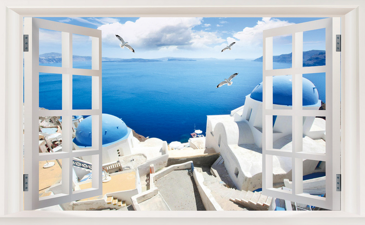 Seaside City Window Wallpaper AJ Wallpaper