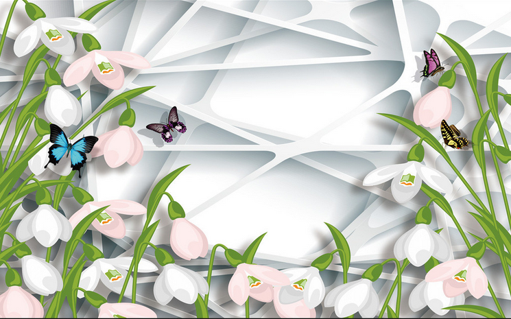 Fresh Flowers And Lines Wallpaper AJ Wallpaper