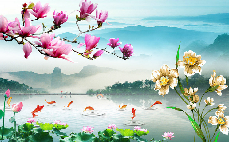 Lake Jumping Fishes Wallpaper AJ Wallpaper