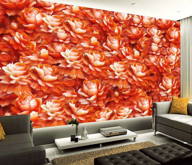 Luxury Jade Carving Flower Wallpaper AJ Wallpaper