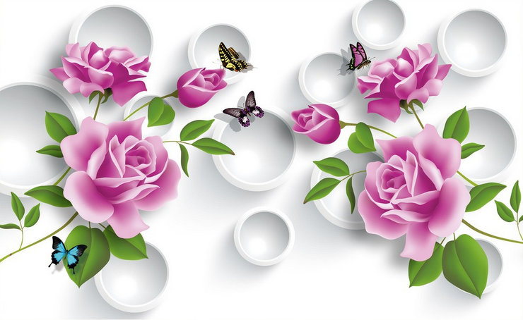 Purple Flowers And Circles Wallpaper AJ Wallpaper