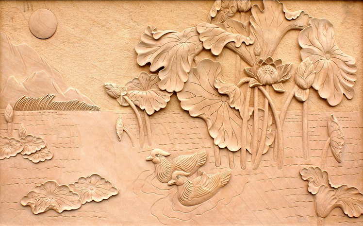 Lotus Pond Embossment Wallpaper AJ Wallpaper