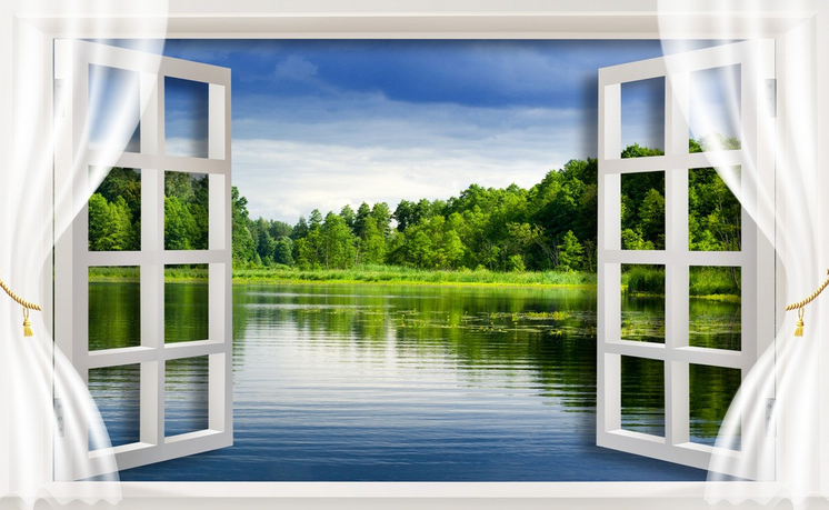 Window Lake Wallpaper AJ Wallpaper