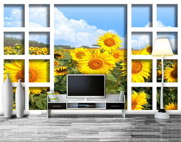 Window Sunflowers Field Wallpaper AJ Wallpaper