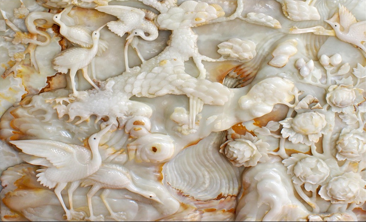 Jade Carving Flying Cranes Wallpaper AJ Wallpaper