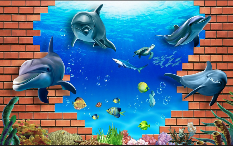 Sea Animals And Bricks Wallpaper AJ Wallpaper