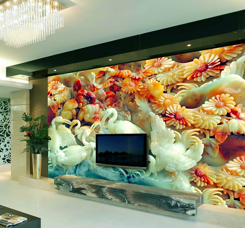 Jade Carving Cranes Wallpaper AJ Wallpaper