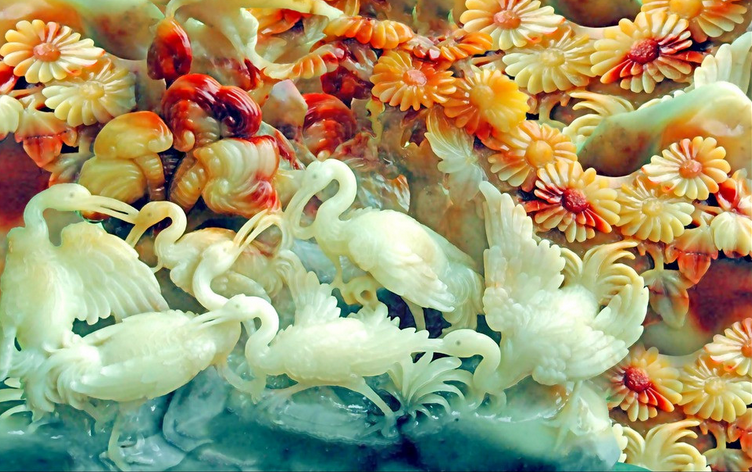 Jade Carving Cranes Wallpaper AJ Wallpaper