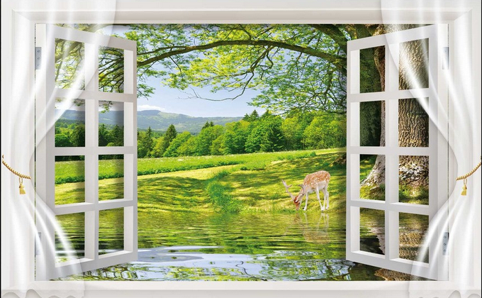 Window Deer Wallpaper AJ Wallpaper