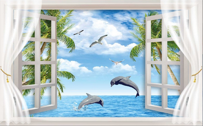 Window Ocean Animals Wallpaper AJ Wallpaper