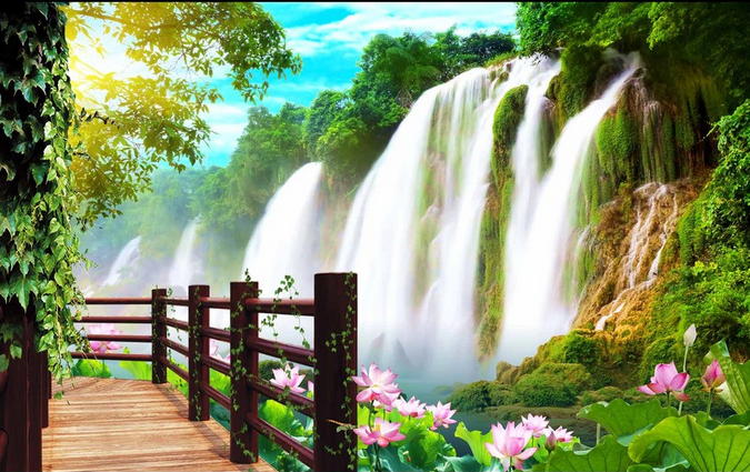 Plunging Waterfall Wallpaper AJ Wallpaper