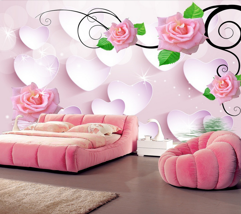 Romantic Pink Flowers Wallpaper AJ Wallpaper