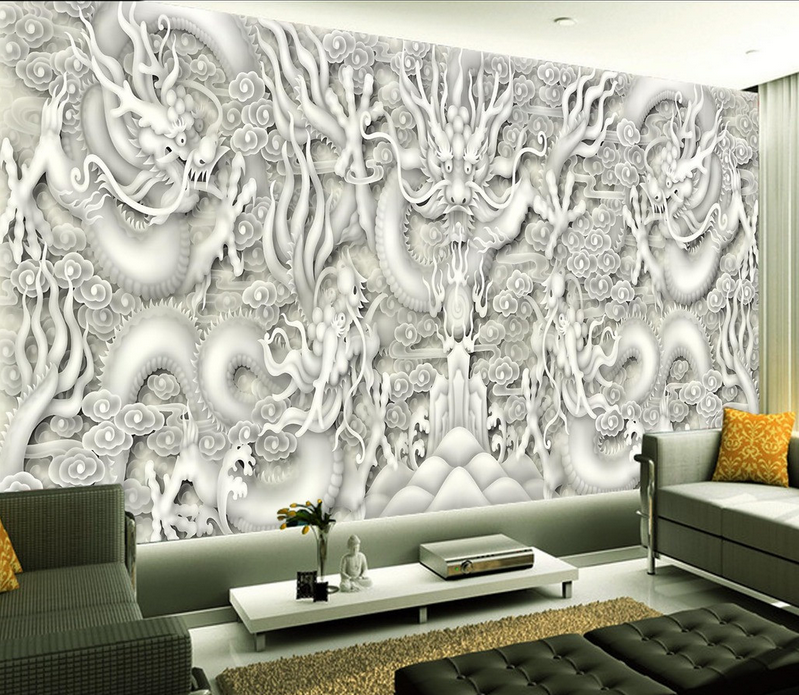 Delicate Carved Dragons Wallpaper AJ Wallpaper