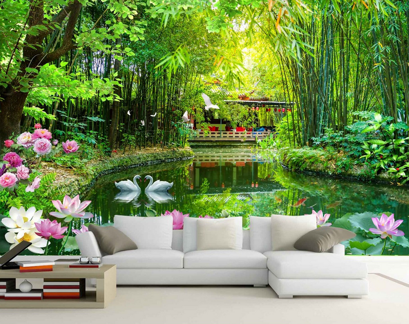 Bamboo Forest Lake Wallpaper AJ Wallpaper