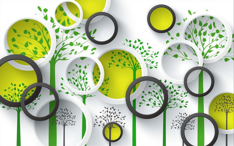 Green Trees And Circles Wallpaper AJ Wallpaper