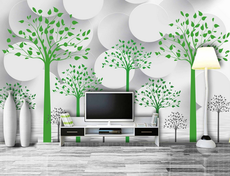 Green Trees Patterns Wallpaper AJ Wallpaper
