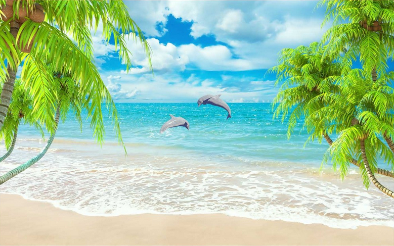Beach Dolphins Wallpaper AJ Wallpaper