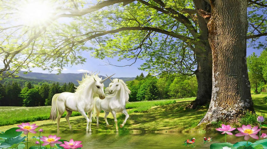 Under Trees Unicorns Wallpaper AJ Wallpaper