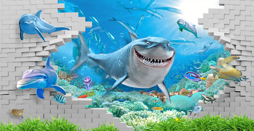 Shark And Bricks Wallpaper AJ Wallpaper
