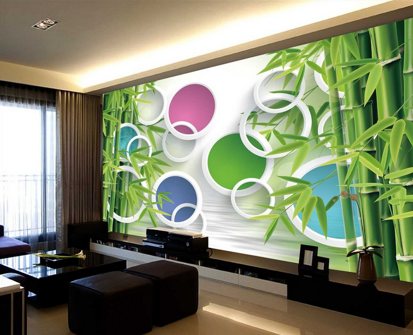 Bamboos And Colored Circles Wallpaper AJ Wallpaper