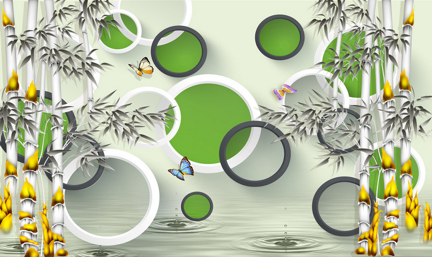 Bamboos And Circles Wallpaper AJ Wallpaper