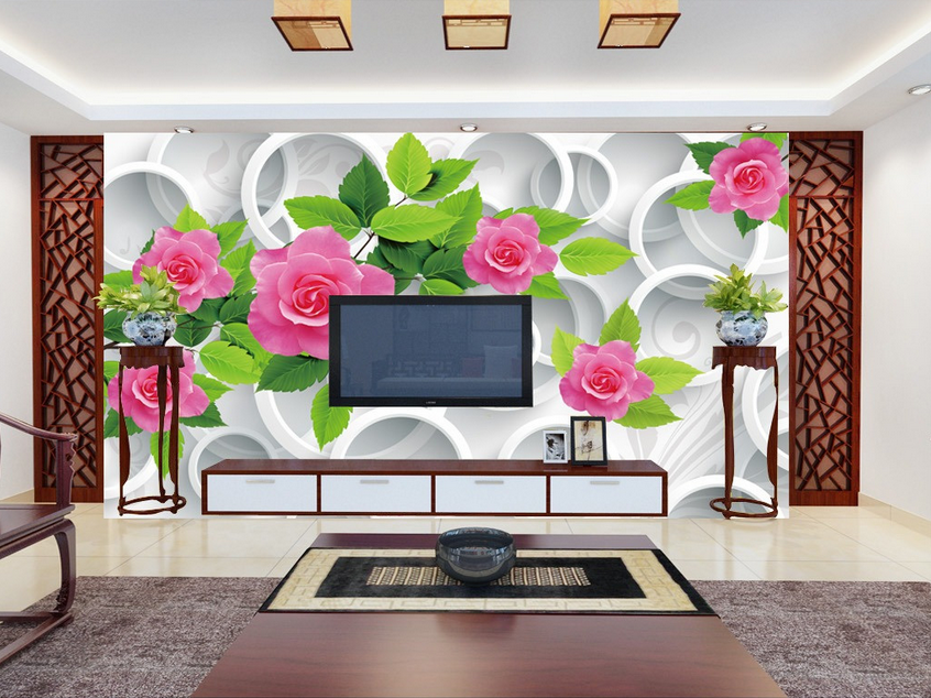 Flowers Branches And Circles Wallpaper AJ Wallpaper