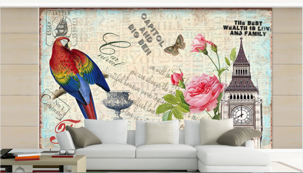 3D Parrot Butterfly 073 Wallpaper AJ Wallpaper