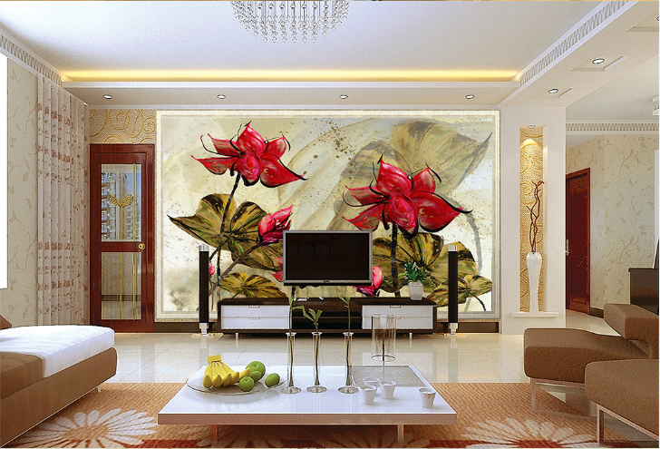 3D Red Lotus 058 Wallpaper AJ Wallpaper