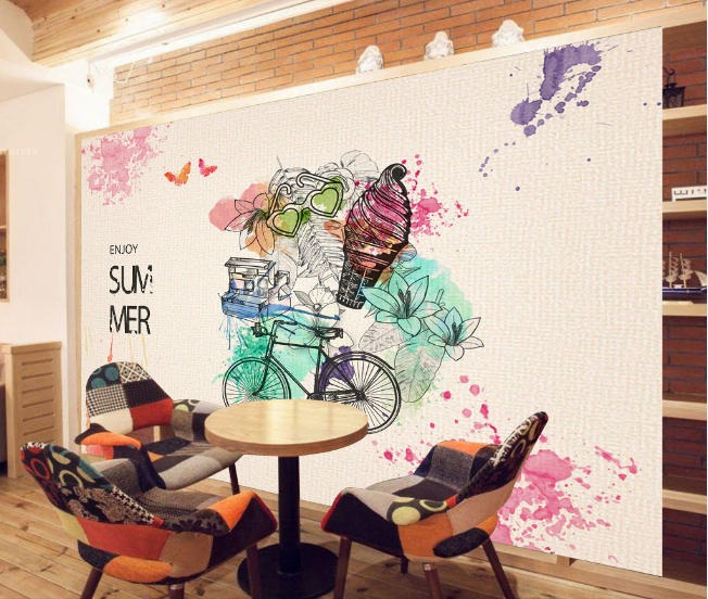 3D Bicycle Ice Cream 085 Wallpaper AJ Wallpaper