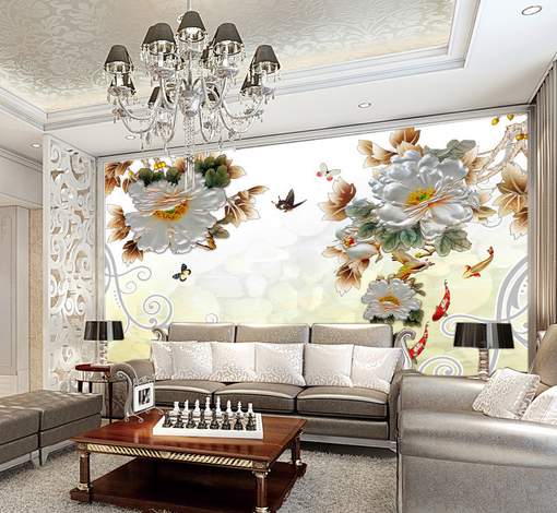 3D Embossed Flowers 471 Wallpaper AJ Wallpaper