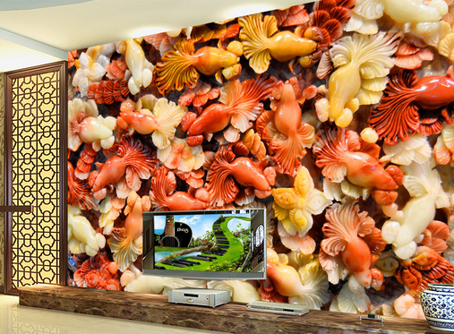 3D Jade Fish 357 Wallpaper AJ Wallpaper