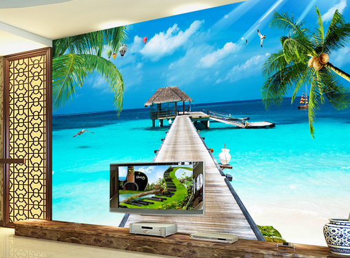 3D Wooden Bridge Seagull 332 Wallpaper AJ Wallpaper