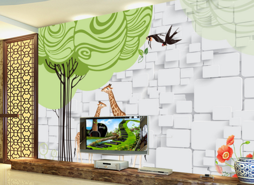 3D Giraffe Bird 230 Wallpaper AJ Wallpaper