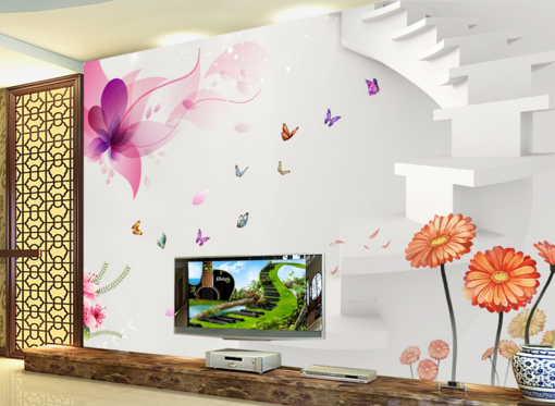 3D Flower Stairs 166 Wallpaper AJ Wallpaper