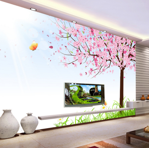 3D Peach Tree Butterfly 146 Wallpaper AJ Wallpaper