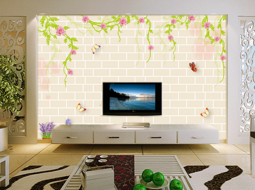 3D Vase butterfly 103 Wallpaper AJ Wallpaper