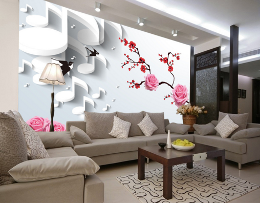 3D Musical Notes Rose 090 Wallpaper AJ Wallpaper