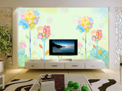 3D Colored Flowers 017 Wallpaper AJ Wallpaper